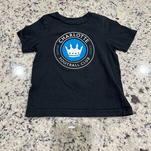 Black and Blue Short Sleeve Tee with Crown Logo